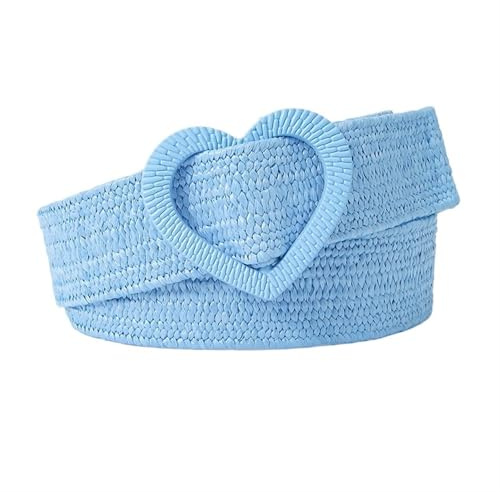 AYWTIUN FlechtgüRtel GüRtel Mode Strickgürtel Damen Herren bunt Stroh geflochten Artikel Herz Dornschließe Vintage niedlich füR Frauen Sommer Dress(Blue)