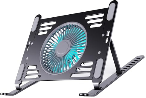 Soporte portátil para laptop, protección contra el calor, enfriadores con ventiladores de brillo ajustables, soporte de aluminio sólido para laptop