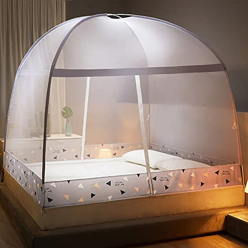 ZOLPINL Pop-Up Mosquito Net Tent for Bed Adults Trip, Large Folding Mosquito Netting with Net Bottom, Double Door, Suit for Twin to King Size Bed,G,120x200cm