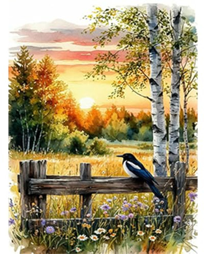 RICUVED Landschaft Diamond Painting,5D Bäume Diamant Painting Bilder Erwachsene Diamond Painting Kinder, Full Drill Diamond Art Diamant Malerei Bilder für Home Dekor 30x40cm