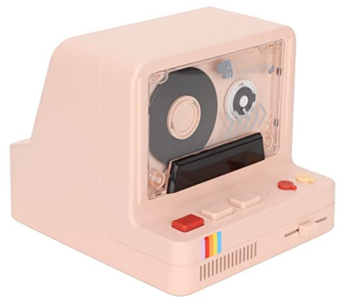 KIMISS Cassette Reproductor y Estéreo Retro Portátil - Reproductor de Cintas de Música Múltiple con aux, Soporte de Tarjeta de Memoria (Rosado)