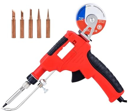 Kit De Pistolet À Souder 80W, Fer À Souder Avec 5 Pointes De Soudure, Pompe À Dessouder, Pincettes, Fils À Souder(129B-21)