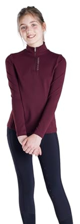 Harry Hall Kids Thermal Base Layer – Warm Brushed Zip Top for Riding, Cycling & Outdoor Play - 11-12 Years - Maroon