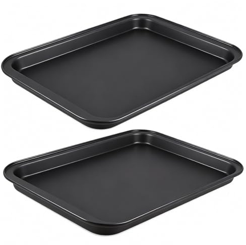 Plaque de cuisson antiadhésive, 42,5 x 28,5 x 2,5 cm, en acier au carbone, rectangulaire, plaque de four profonde, plaque à gâteau pour la pâtisserie, le service, sain et robuste, facile à nettoyer