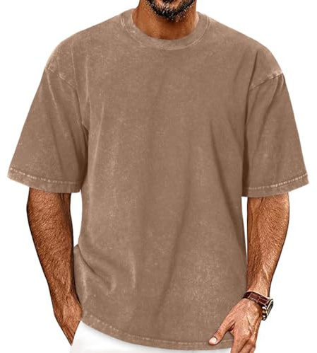 florynova Mens Oversized T Shirt Short Sleeve Crew Neck Summer Tops | acid wash vintage style, soft and breathable cotton, relaxed loose fit cut, fashion streetwear, basic tees for daily wear