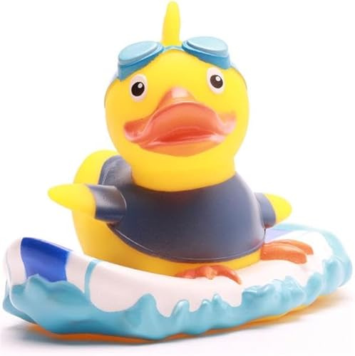 Duckshop I Badeente Surfer I Quietscheente I Quietscheentchen L: 8,5 cm I Geschenk für Wassersportler I Präsent für Sammler