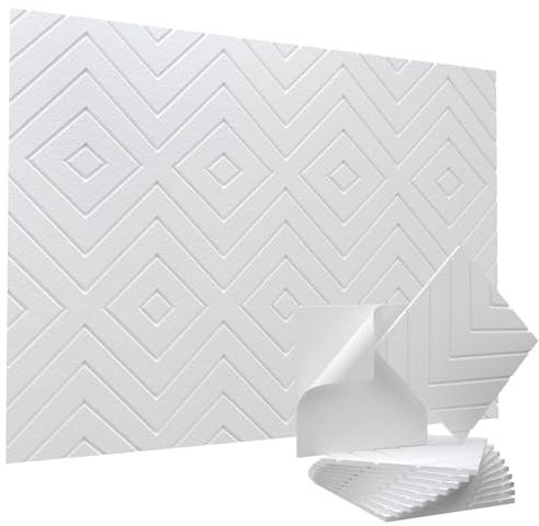 Vieshful Selbstklebende Akustikpaneele 20 Stück 30x30x1cm Weiß