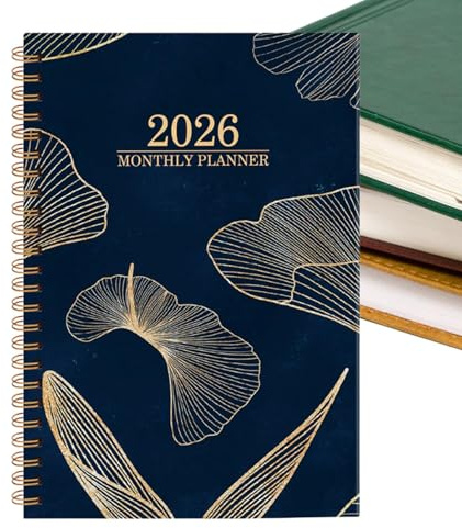 Månadsplanerare 2026-21,5 x 16,5 cm veckovis månadsplanerare | block design papper agenda - skola kontor studie familjeplanering