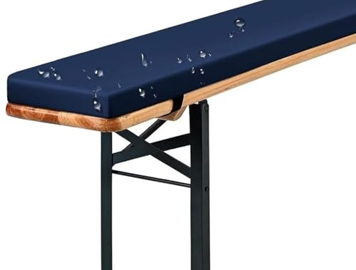 Wasserdichte Outdoor-Bankauflagen für Biergarten-Set, waschbar, mit Reißverschluss & Schnalle, 140 x 40 x 3 cm, Dunkelblau, perfekt für Garten, Küche & Essbank, Sitzgelegenheit