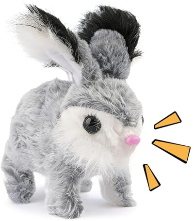 Animales de Peluche de Conejo Realistas, Conejo Eléctrico Saltando | Figura Bunny Robot Apariencia Realista - Para Niños Niñas Cumpleaños Año Nuevo Navidad Pascua Interior Casa Celebración y