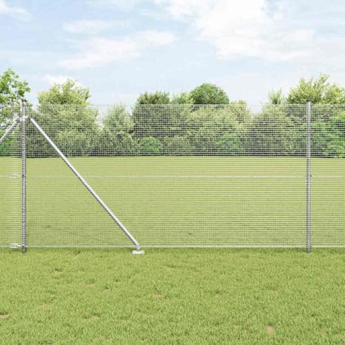 Recinzione da giardino a doppia asta,Recinzione con palo argento 1,4 x 25 m acciaio