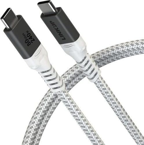 LINKUP – Câble USB 4 Ver.2 80Gbps (180cm Blanc) Compatible Thunderbolt 5/4/3, Charge PD 240W, Affichage 16K/8K, Câble USB-C Haute Vitesse pour MacBook, iPad Pro, iPhone 15/16, Samsung Galaxy et plus