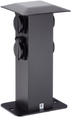 MCJ KON4G/CZ Steckdosen-Säule IP44, 4 Steckdosen, schwarz