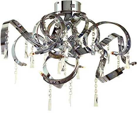 Dapo Sonderangebot Kristall-Decken-Leuchte-Lampe MAXIME- 9 flammig Metall chrom mit Kritall-Behängen D: 64cm H:46 cm. Fassung G4