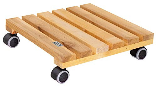 Wagner Soporte con Ruedas para Plantas Nature 34 x 34 x 8 cm I para Interior I Carro para Flores en Madera de saúco FSC®, aceitado Natural I Capacidad de Carga 100 kg I 20026101