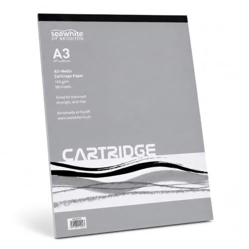 Seawhite of Brighton A3 Cartridge Paper Pad – 140gsm Drawing Paper for Sketching, Illustration & Creative Work – Smooth Surface Art Pad for Artists, Students & Classroom Use