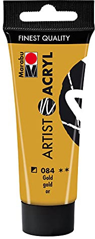 Marabu 12200055084 Artist Acryl Gold 084 - Pintura acrílica fina de calidad artística, a base de agua, consistencia pastosa, alta pigmentación, muy buen brillo y opacidad.