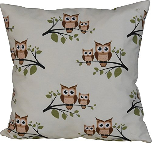 ANGERER Sofakissen beige Eule | Zierkissen mit Reißverschluss, Dekokissen, abziehbar & waschbar, Made in Germany