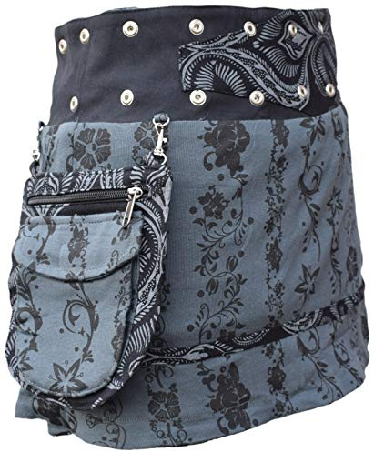 Gheri Floral Short Popper Removable Pocket Reversible Cotton Skirt J
