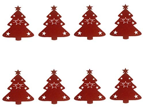 ABOOFAN 8 x Bestecktaschen aus Filz, Weihnachtsbaum, Tischbesteckhalter, Besteckhalter, Bestecktasche, Aufbewahrung, Abdeckung, Weihnachtsdekoration für Party, Zuhause, Restaurant (rot)