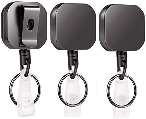 WLHGH Schlüsselanhänger, Verbesserter 3 Stück Schlüssel JoJo Ausweis mit Ausweishülle Ausweishalter und Extra Starker Feder Einziehbarer Kevlar Linie -60cm für Schlüssel, Kartenhalter, Ausweishalter