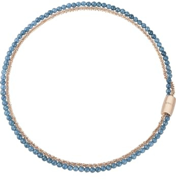 Breil, Collezione Magnetica System, Collana Donna, Girocollo con Catena a Margherita in Acciaio IP Lucido e Pietre Naturali Agata, Pratica Chiusura con Magnete