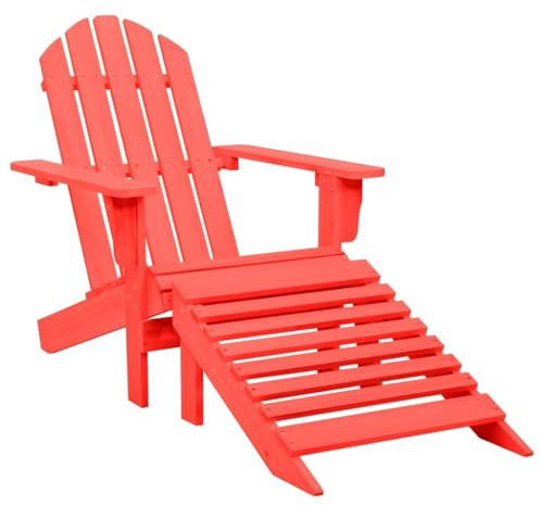 vidaXL Tannenholz Massiv Adirondack Gartenstuhl mit Fußstütze Liegestuhl Deckchair Gartenliege Gartensessel Stuhl Sessel Sonnenliege Liege Rot