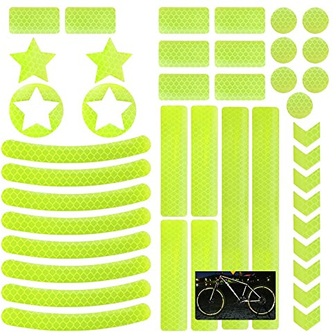 Hillylolly Reflector Bicicleta, Pegatinas Adhesivos Reflectantes, 42pcs Reflectores Adhesivos, Cintas Reflectantes para Moto, Stickers, Pegatina Reflectante Casco Bicicleta (Amarillo)