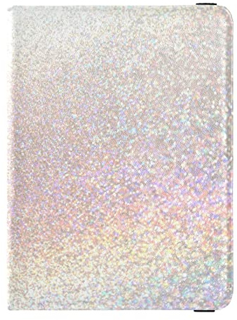 Porta passaporto lucido copertura portafoglio combinato colorato scintillante sfondo in pelle PU badge ID vaccino titolare carta portafoglio protezione carta per donne uomini, Tinta perla chiara