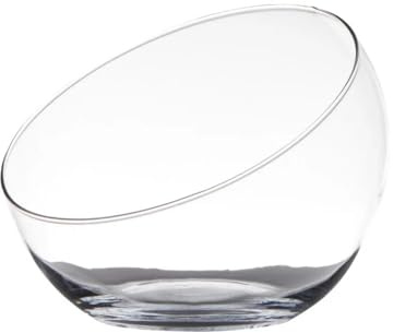Transparente Schrägplatte Vase/Vasen aus recyceltem Glas 20 x 17 cm - Für Blumengesteck oder Treibkerzen geeignet