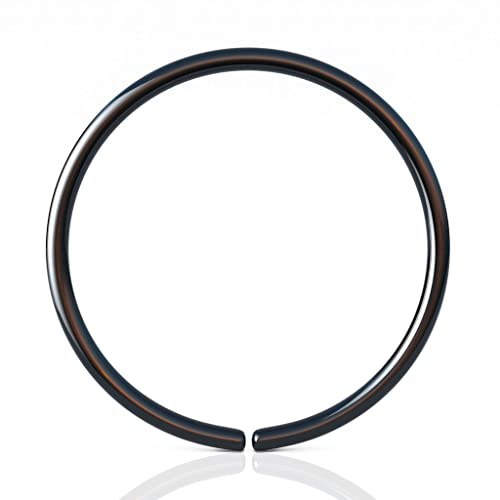 Schwarzer Nasenring - dünn 24G 7mm Ring - 925 Silber Piercing Schmuck