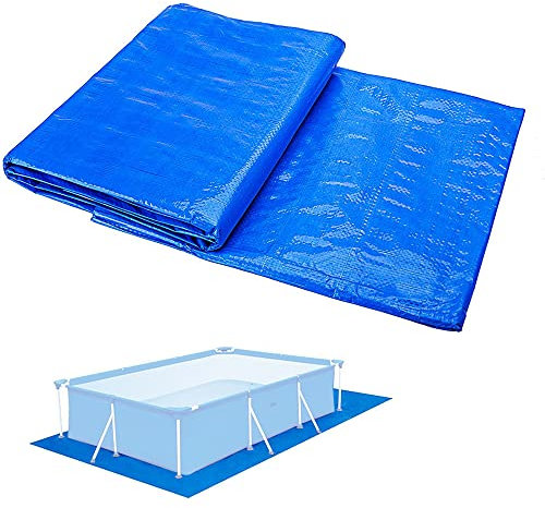 Ruolin Pool Bodenplane Blau, Wasserdichtes Poolunterlage Rechteckig Faltbares Bodenschutzmatte Schwimmbecken für Aufblasbare Pools Oberirdische, Schlauchboote und Planschbecken 445 x 254cm