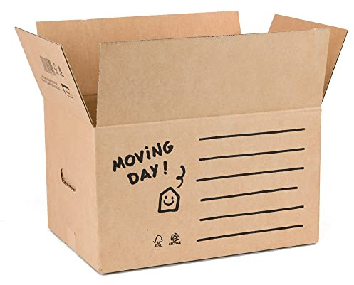 20 Stück Umzugskartons Karton 43 x 30 x 25 cm für Umzug und Aufbewahrung mit Griffen, Organizer-Boxen
