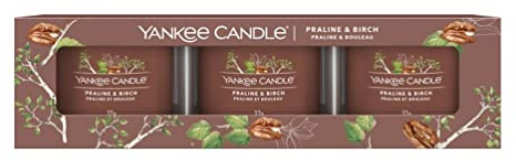 Yankee Candle Pralin och björk, 3 fyllda votivljus presentset
