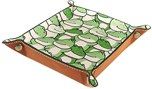 Faltbare Rollwürfel für Spiele, Leder, quadratisch, Schmucktabletts & Uhr, Schlüssel, Münzen, Süßigkeiten-Aufbewahrungsbox, 11,5 cm, Cartoon-Krokodil