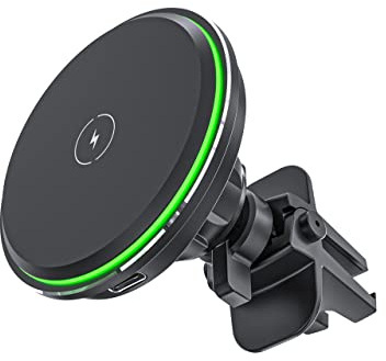 Tigratigro Caricabatterie Wireless Magnetico per Auto Qi 15W,Ricarica Veloce, Supporto Auto Mag-safe, Compatibile con Mag-Safe per iPhone 12/13/14/15 Serie