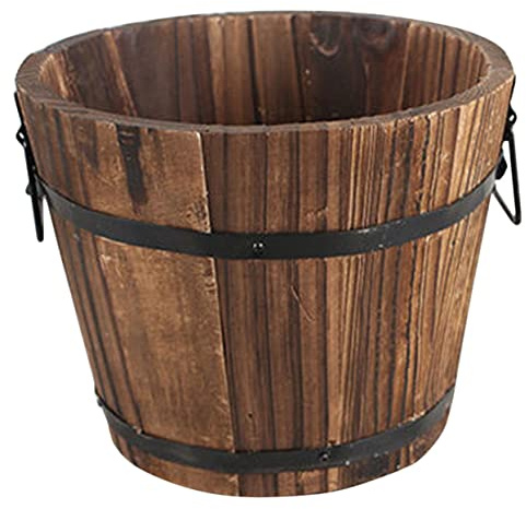 CIYODO Maceta De Madera Rústica para Jardín y Balcón, Cubo De Madera para Flores Tamaño Mediano, Maceta Multifuncional para Suculentas y Plantas, Contenedor Vintage Diseño Clásico Natural