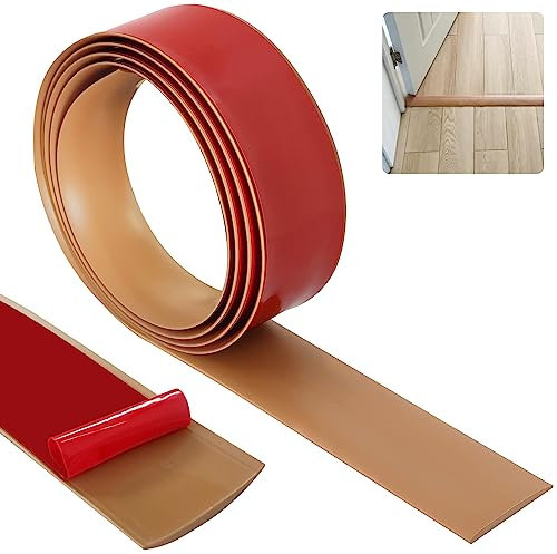 Tira de Umbral de Autoadhesivo, Perfiles de Transición - Marrón Claro 4cm X 2m Tira de Transición de Suelo Piso de PVC, Tira Divisoria de Puerta de Piso Autoadhesiva, Para Juntas Entre Suelo y Baldosa
