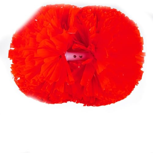 Hrlace 2 Stück Cheerleading Pompons Professional Cheerleader Pom Poms Kunststoff Handblumen Bunte Cheerleading Puschel mit Griff für Sportwettbewerb Cheer Dance Party Rot 3.5Zoll 21×26cm