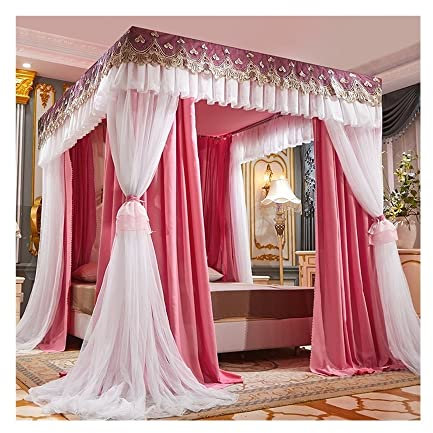 FZZIBQYR Betthimmel für 2 m/6,5 Fuß Bett, Schlafzimmer-Moskitonetz – alle Jahreszeiten, luxuriöser Bettvorhang im Prinzessinnen-Stil für Queen-/King-Size-Betten (Farbe: Stil 7, Größe: 2 x 2,2 x 2 m)