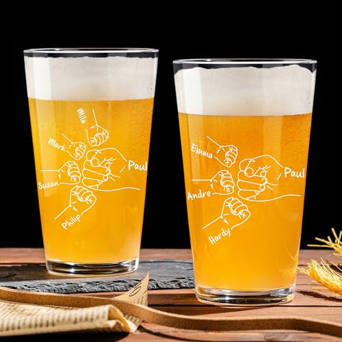KEMEILA Verre à bière personnalisé pour la fête des pères de la part des enfants, 473,6 g - Cadeau pour nouveau papa, cadeau d'anniversaire, meilleur papa