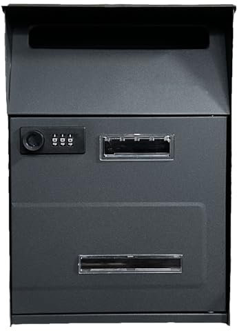 Mailbox with Password Lock，Mailboxes for Outside Wall Mount，Safe and Secure，Made with Galvanized Steel Double Delivery Port Design(Color:Anthracite)