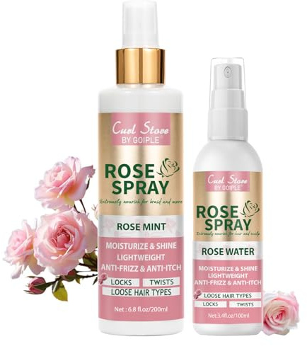 Rose Water Spray for Hair Scalp Moisturize, Daily Moisturizing Refreshing, Rosewater for Hair Natural Loc Moisturizer Spray for Locs Care (200ml&100ml rose spray)