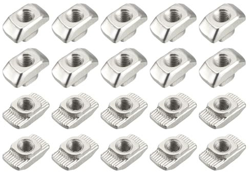 METALLIXITY Dadi Scanalatura T Scorrevoli (Filettatura M6) 20pz, Dadi Scanalatura T in Acciaio Carbonio Fissaggio Testa Martello per Profilo Estrusione Alluminio Serie 4545