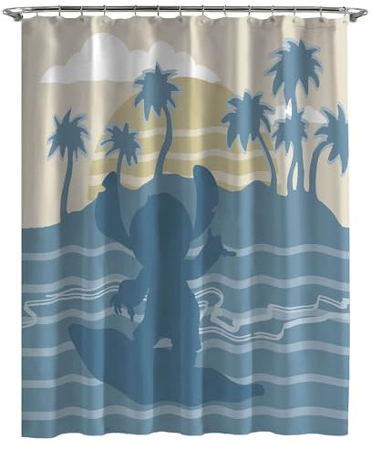 Disney Stitch Duschvorhang 178 x 182 cm – Lilo und Stitch Badezimmerdekor aus Stoff