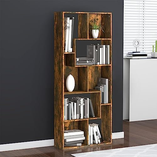 CFODOJ Möbelstück-Bücherschrank Räuchereiche 67x24x161cm Holzwerkstoff