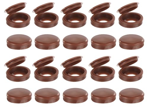 sourcing map 50Pcs Screw Caps, 5.3mm/0.21 ID Screw Snap Covers Washer Flip, PVC Hinged Screw Cover Caps for Covering Screw Heads(Dark Brown)