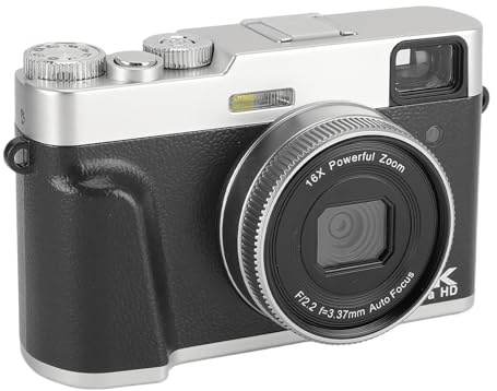 Cámara Digital 4K para Fotografía, Cámara Vlogging de 48MP, Cámara de Video Retro con Pantalla HD IPS de 2.8, Zoom Digital 16X, Antivibración, Disparo Macro, Batería NP‑60 (Black)