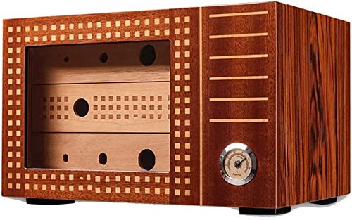 WOYZDQ Geschenk Dreischichtige Zigarrenkiste, Humidor mit Hygrometer, Schreibtisch-Aufbewahrungsbox aus Zedernholz für 75 Zigarren, exquisiter Zigarren-Humidor Zigarren Humidore