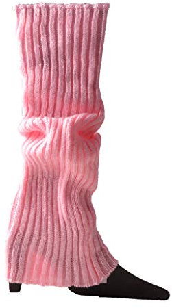Maxtonser Damen 80er Jahre fluoreszierende farbige Strick-Beinstulpen, gerippt, fußlos, Strümpfe, Halloween-Zubehör, Rosa